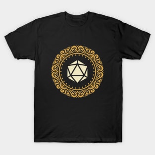 Gold Ornament Plate Polyhedral D20 Dice T-Shirt